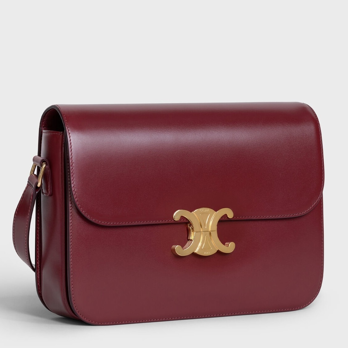 Celine Triomphe Large Bag In Bordeaux Calfskin 739