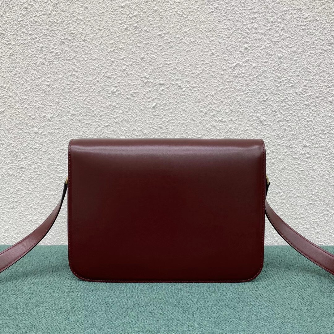 Celine Triomphe Large Bag In Bordeaux Calfskin 739