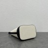 Celine Small Bucket Cuir Triomphe In White Textile 378