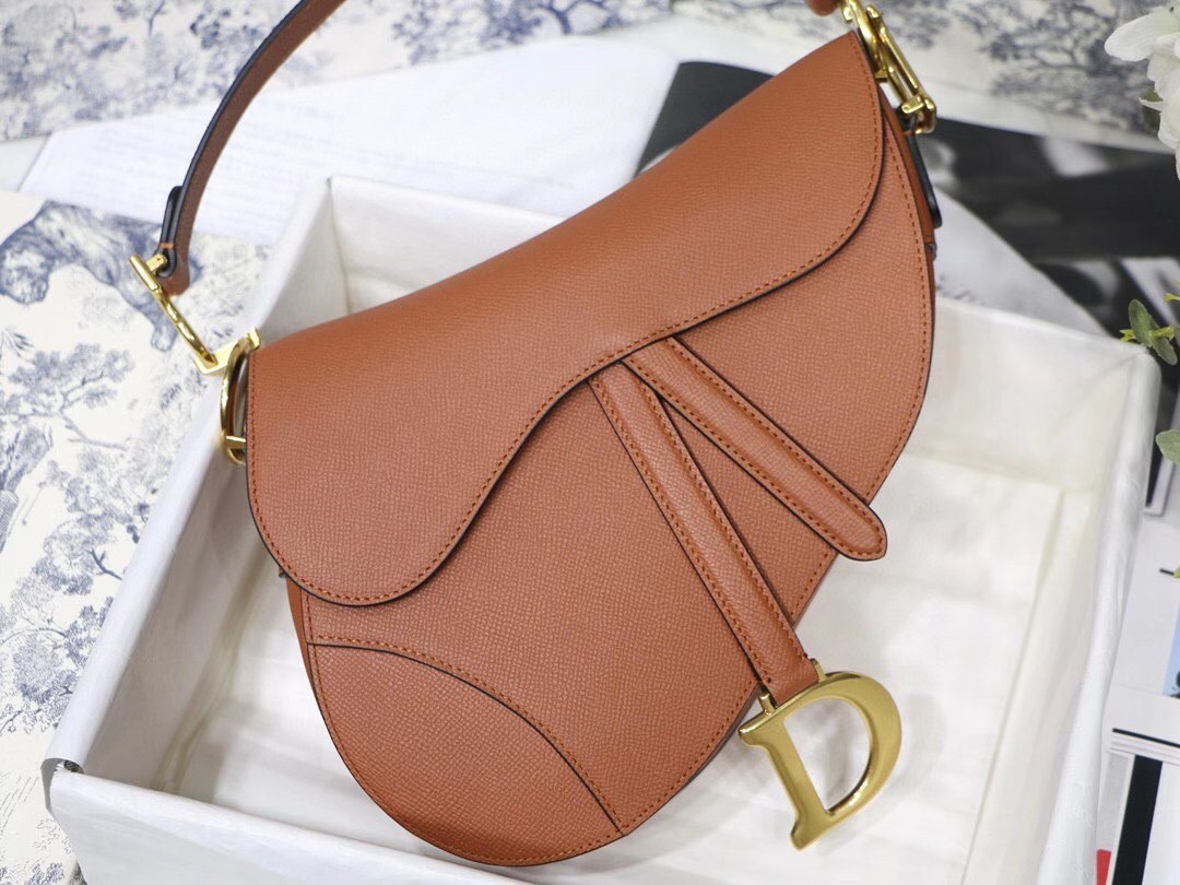 Dior Saddle Bag In Dark Tan Grained Calfskin 476