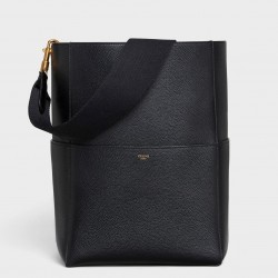 Celine Sangle Bucket Bag In Black Grained Calfskin 107