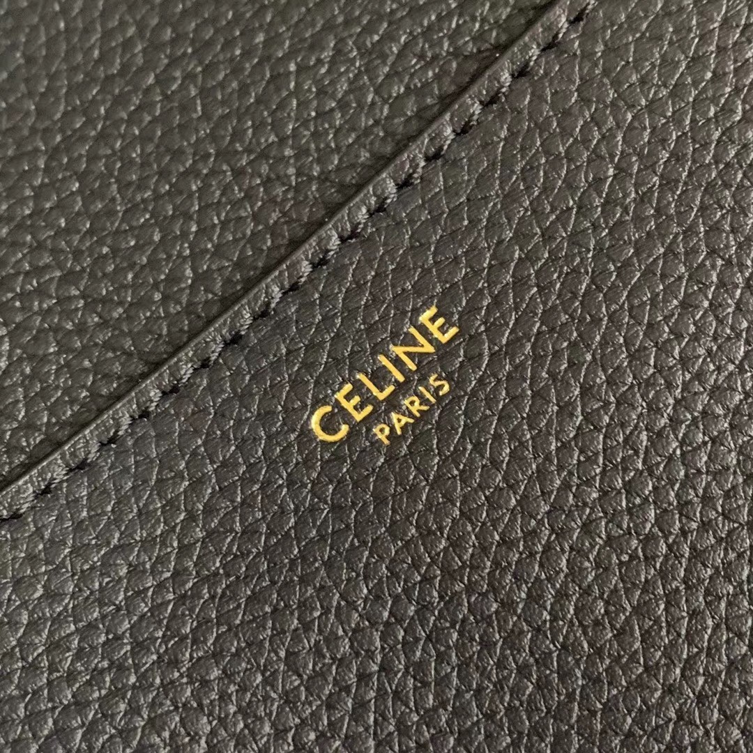 Celine Sangle Bucket Bag In Black Grained Calfskin 107