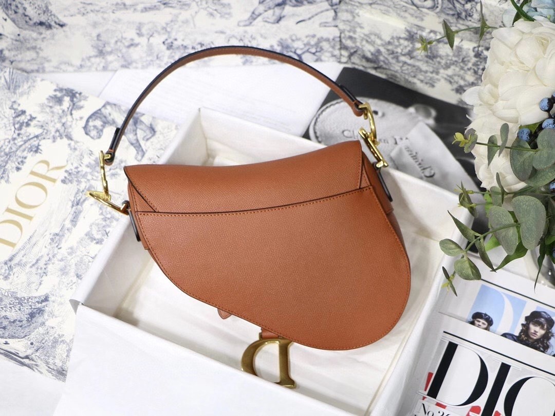 Dior Saddle Bag In Dark Tan Grained Calfskin 476