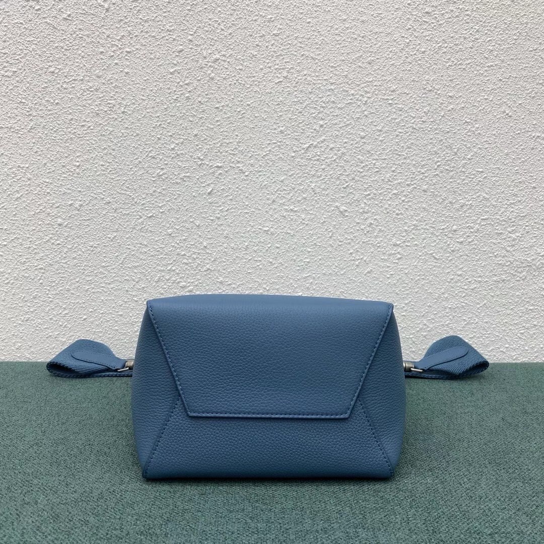 Celine Sangle Small Bucket Bag In Slate Blue Calfskin  437