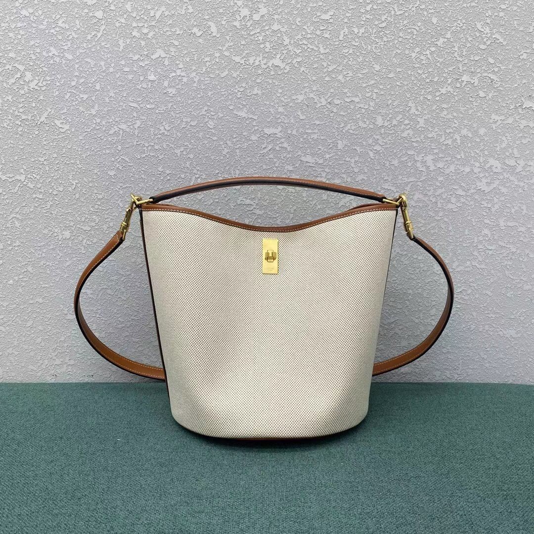 Celine Bucket 16 Bag In Textile and Calfskin 235