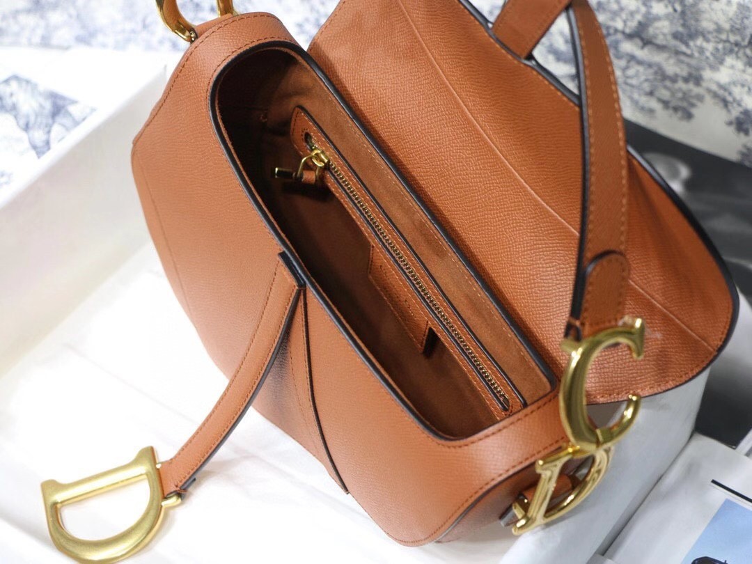 Dior Saddle Bag In Dark Tan Grained Calfskin 476