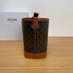 Celine Small Bucket Bag In Tan Triomphe Canvas 990