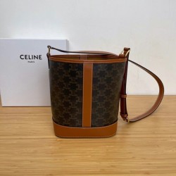 Celine Small Bucket Bag In Tan Triomphe Canvas 990