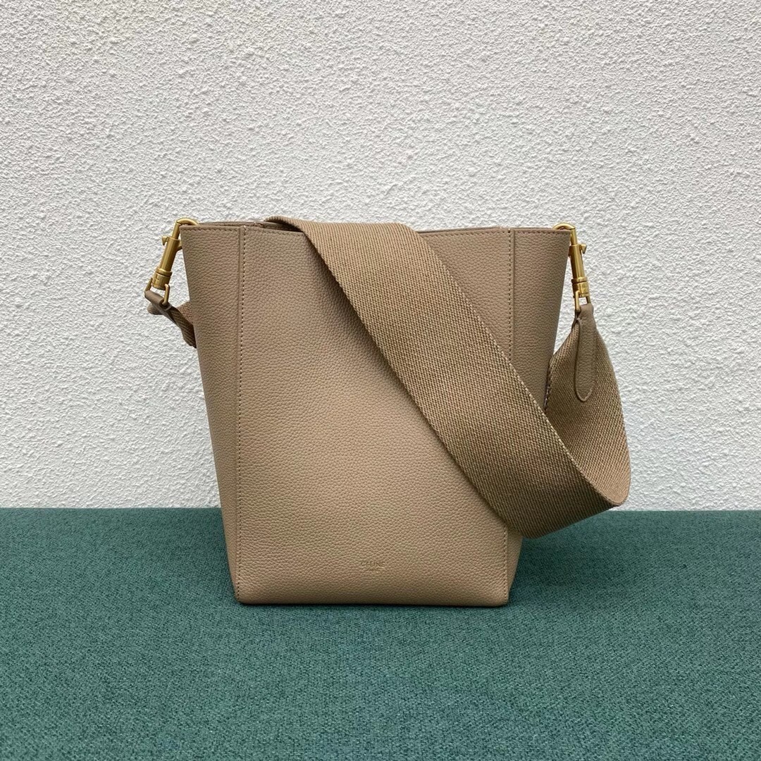 Celine Sangle Small Bucket Bag In Taupe Calfskin 103