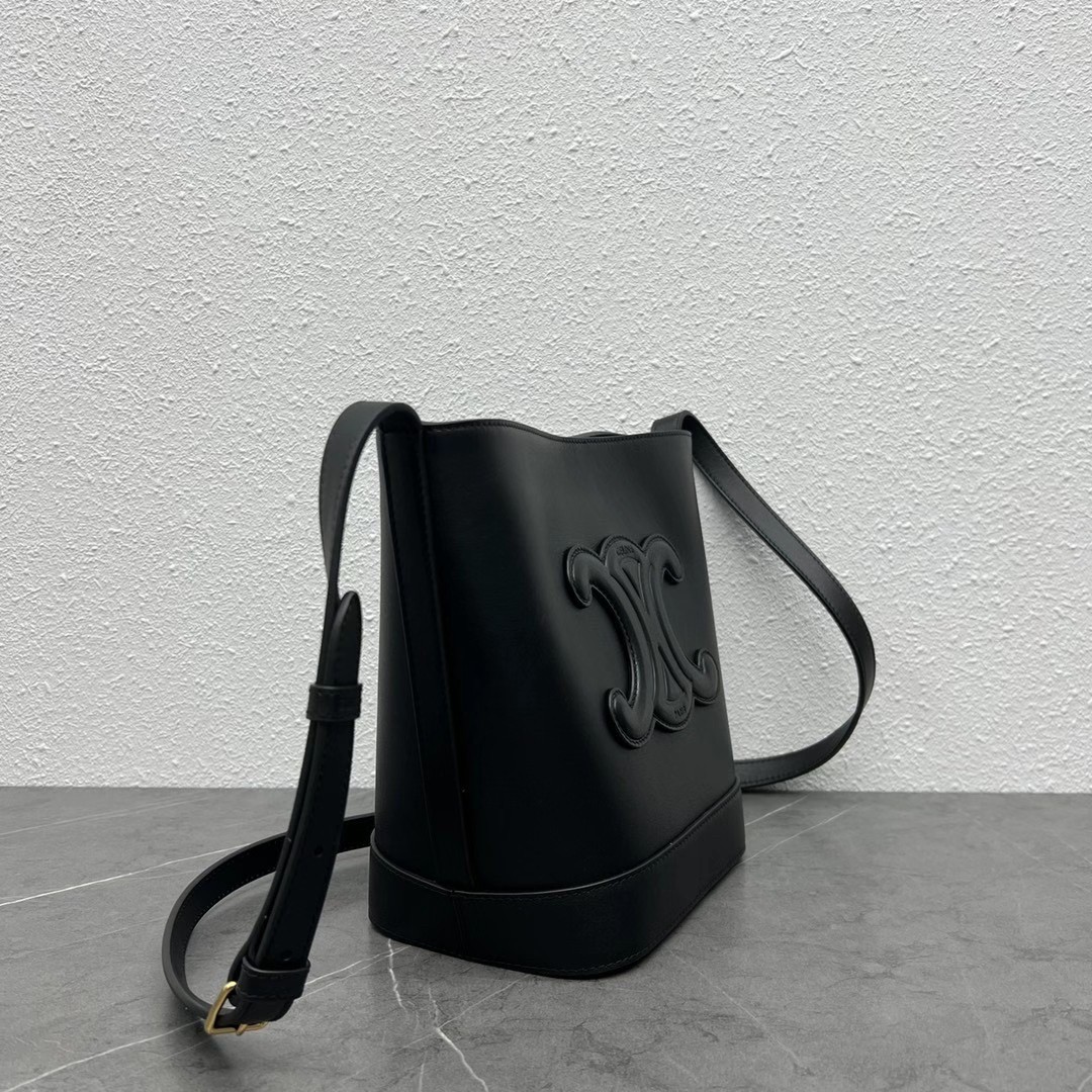 Celine Small Bucket Cuir Triomphe In Black Calfskin 908