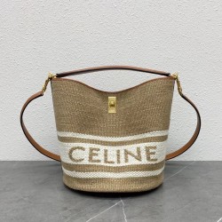 Celine Bucket 16 Bag In Textile with Celine Logo 222