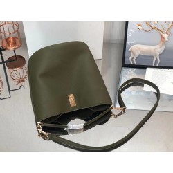 Celine Bucket 16 Bag In Dark Olive Grained Calfskin 810