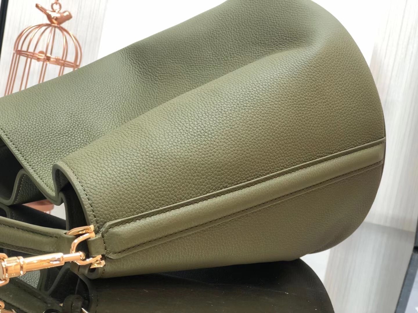 Celine Bucket 16 Bag In Dark Olive Grained Calfskin 810