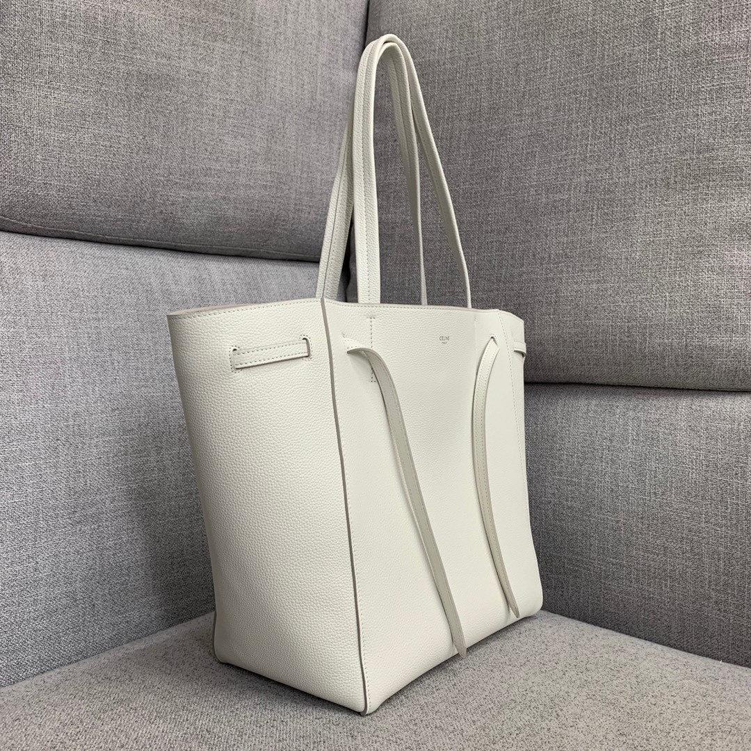 Celine Small Cabas Phantom Bag In White Grained Calfskin 239