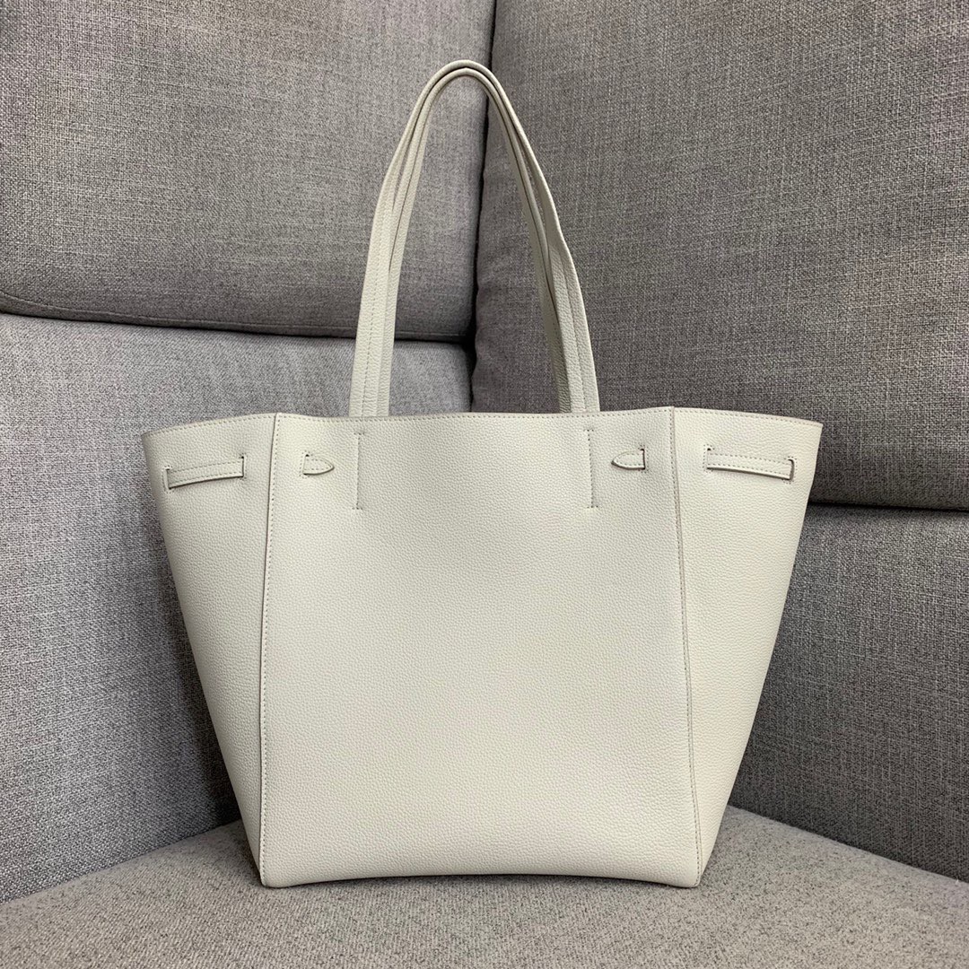 Celine Small Cabas Phantom Bag In White Grained Calfskin 239