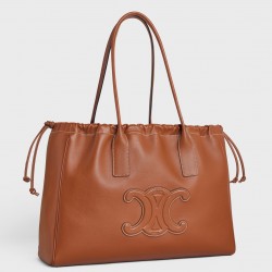 Celine Cabas Drawstring Cuir Triomphe Bag in Brown Calfskin 096