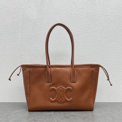 Celine Cabas Drawstring Cuir Triomphe Bag in Brown Calfskin 096