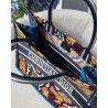 Dior Small Book Tote In Blue Multicolor Dior Paisley Embroidery 088