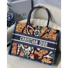 Dior Small Book Tote In Blue Multicolor Dior Paisley Embroidery 088