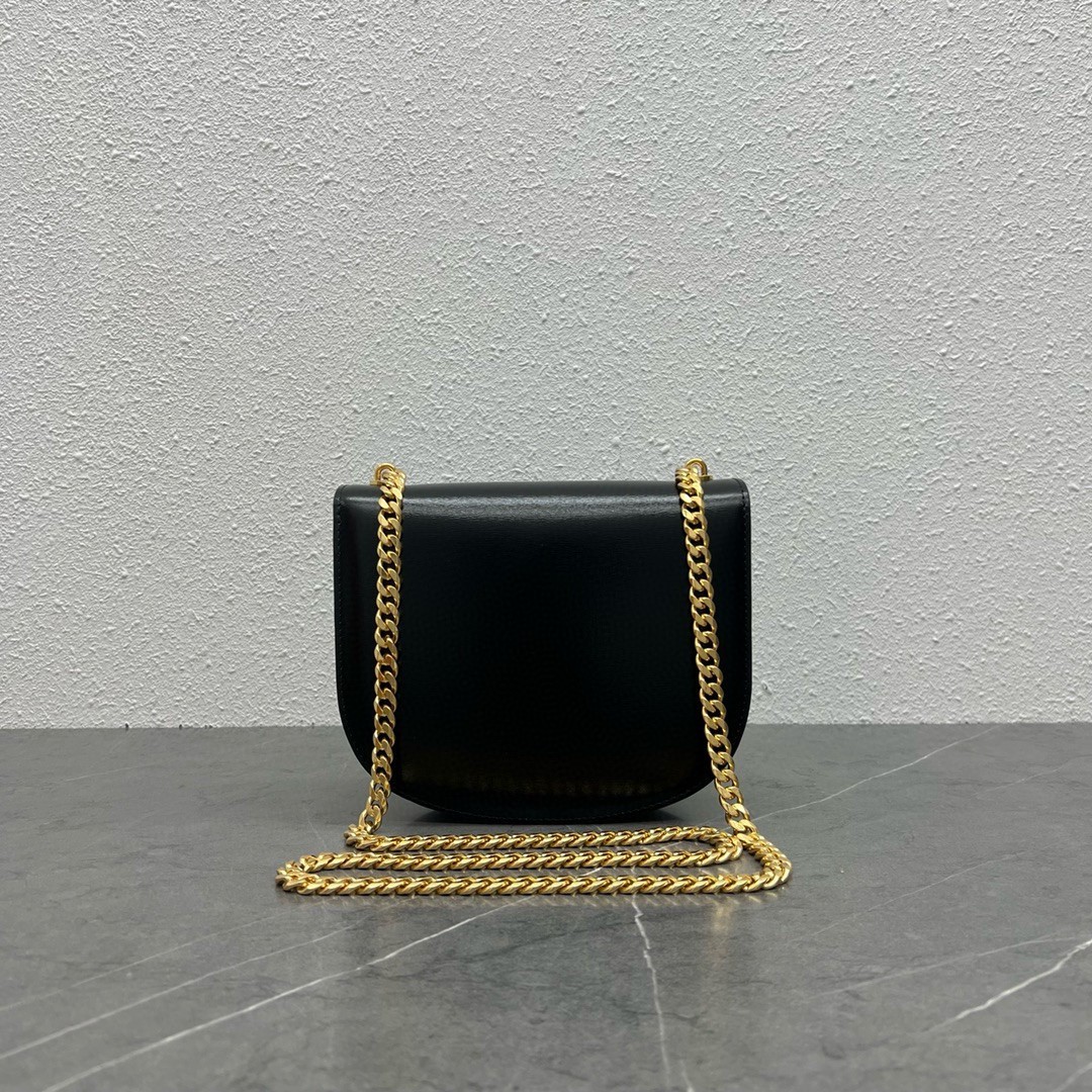 Celine Besace Clea Chain Bag in Black Shiny Calfskin 459