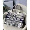 Dior Small Dior Book Tote In Blue Toile de Jouy Palms Embroidery 119