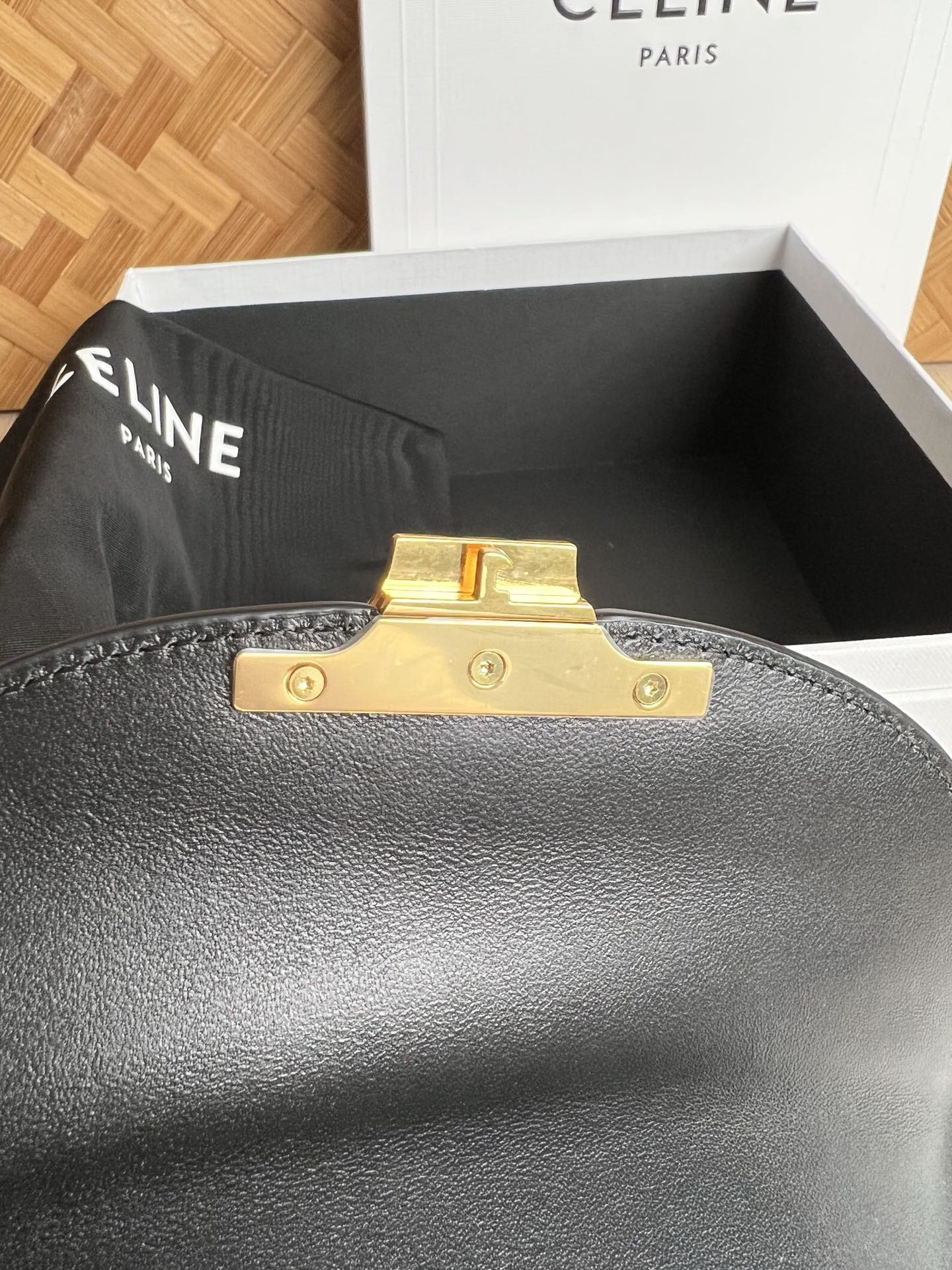 Celine Besace Clea Bag in Black Shiny Calfskin 678