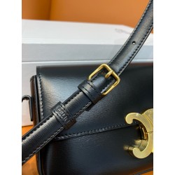 Celine Claude Shoulder Bag in Black Calfskin 730