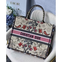 Dior Book Tote Bag In Multicolor Dior Flowers Embroidery 148