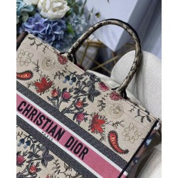 Dior Book Tote Bag In Multicolor Dior Flowers Embroidery 148