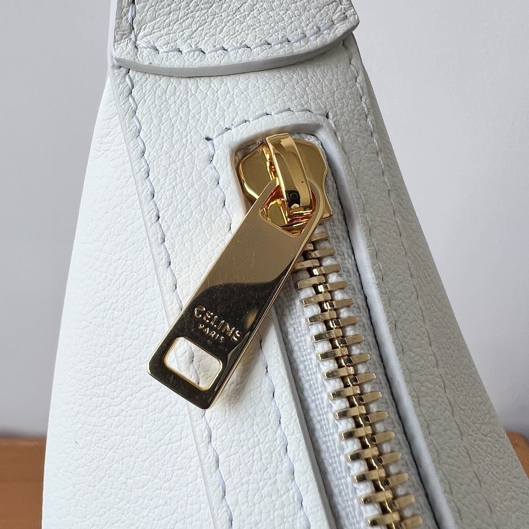 Celine Heloise Cuir Triomphe Bag in White Calfskin 705