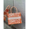 Dior Small Book Tote Bag In Orange Transparent Toile De Jouy Canvas