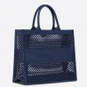 Dior Book Tote Bag In Blue Mesh Embroidery 173