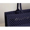 Dior Book Tote Bag In Blue Mesh Embroidery 173