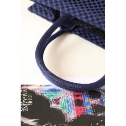 Dior Book Tote Bag In Blue Mesh Embroidery 173