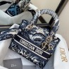 Dior Medium Lady D-Lite Bag In Blue Dior Palms Embroidery 608