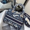 Dior Medium Lady D-Lite Bag In Blue Dior Palms Embroidery 608