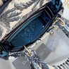 Dior Medium Lady D-Lite Bag In Blue Dior Palms Embroidery 608