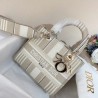 Dior Medium Lady D-Lite Bag In Beige Stripes Embroidery 647