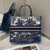 Dior Book Tote Bag In Blue Dior Palms Embroidery 195