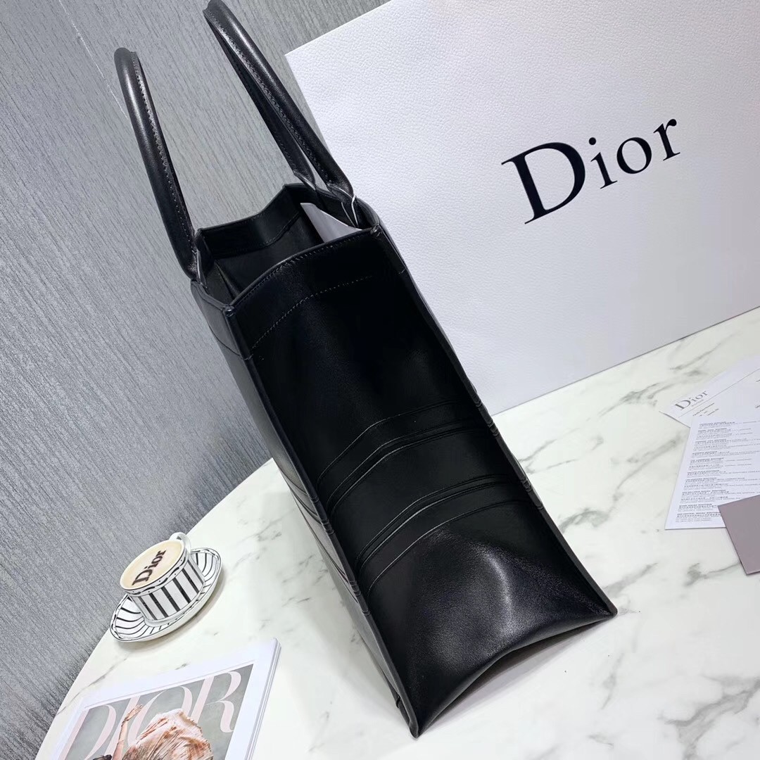 Dior Book Tote Bag In Black Smooth Calfskin 436