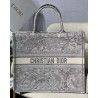 Dior Large Book Tote In Gray Toile de Jouy Reverse Embroidery 346