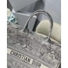 Dior Large Book Tote In Gray Toile de Jouy Reverse Embroidery 346