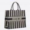 Dior Book Tote Bag In Blue Stripes Embroidery 371