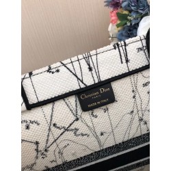 Dior Book Tote Bag In Latte Zodiac Embroidery 440