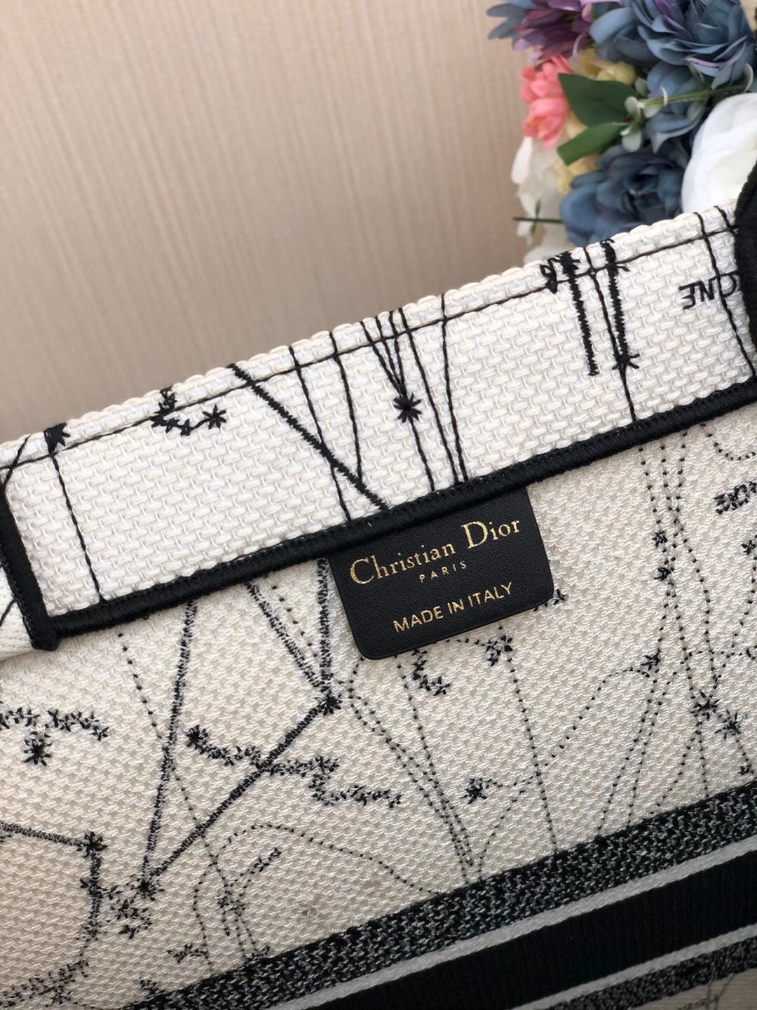 Dior Book Tote Bag In Latte Zodiac Embroidery 440