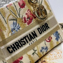 Dior Medium Lady D-Lite Hibiscus Metallic Thread Embroidery Bag  459