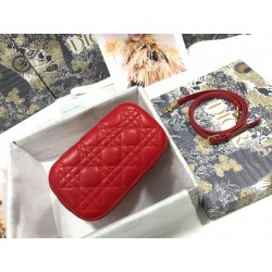 Dior Small Travel Vanity Case In Red Cannage Lambskin 533