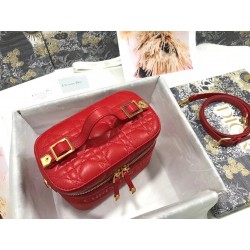 Dior Small Travel Vanity Case In Red Cannage Lambskin 533