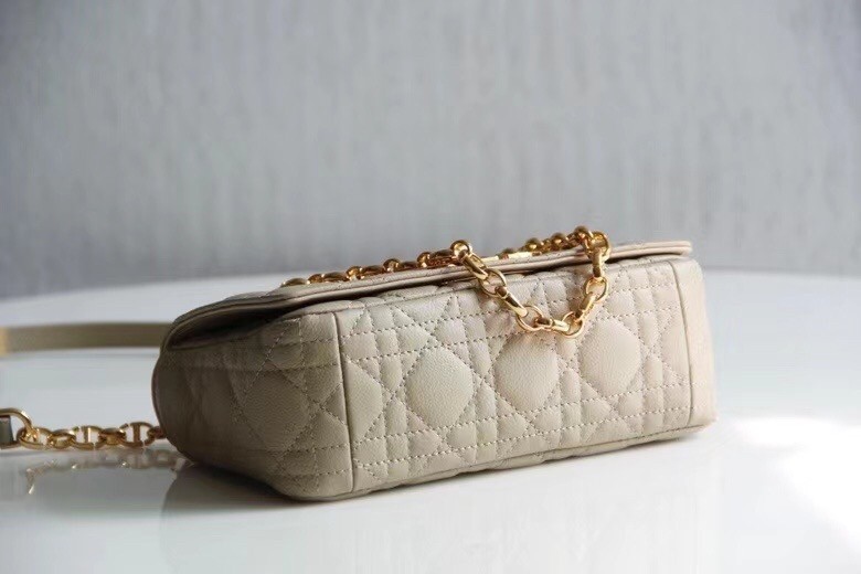 Dior Small Caro Bag In Beige Cannage Calfskin 645