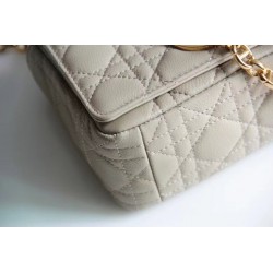 Dior Small Caro Bag In Beige Cannage Calfskin 645